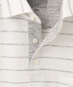 JOSEPH ABBOUD MOUNTAIN 【SPACE／UNISEX】クイックドライ リネンハニカムボーダーポロシャツ