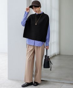 23区 L 【洗える】TWマットクロス タック ワイド パンツ