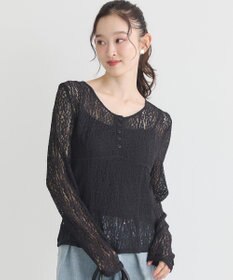 earth music&ecology フロントボタンレースプルオーバー