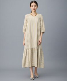 自由区 ビスコースナイロンドビーストライプ ワンピース ベージュ系