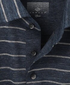 JOSEPH ABBOUD MOUNTAIN 【SPACE／UNISEX】クイックドライ リネンハニカムボーダーポロシャツ