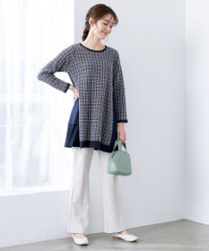 Tiaclasse 【洗える】ツイード2段フレアチュニックブラウス