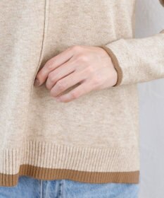 Tiaclasse L 【洗える】もっちり素材が肌触り抜群の配色ニットトップス