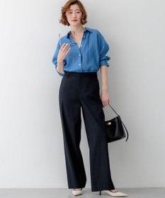 23区 リネンレーヨンストレッチ ワイドパンツ