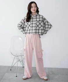 WEGO 【ウエストゴム】リボンカーゴスウェットパンツ