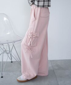 WEGO 【ウエストゴム】リボンカーゴスウェットパンツ