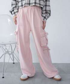 WEGO 【ウエストゴム】リボンカーゴスウェットパンツ