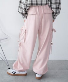 WEGO 【ウエストゴム】リボンカーゴスウェットパンツ
