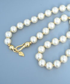 monshiro ラウンドガラスパールネックレス