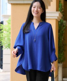 Tiaclasse 麻ライクVネックブラウス