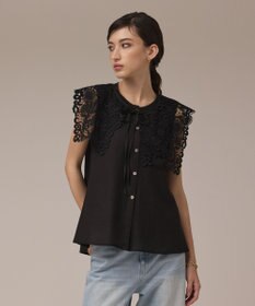 GRACE CONTINENTAL パターンレースカラーブラウス