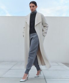 BEIGE， LEMOORE / ウールリバーフェイクレザーポケット付きコート