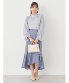 earth music&ecology チュール袖スタンドカラートップス