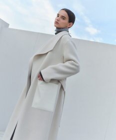 BEIGE， LEMOORE / ウールリバーフェイクレザーポケット付きコート