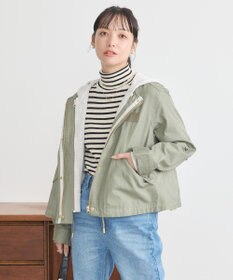 earth music&ecology パーカー付きミリタリーブルゾン