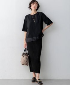 23区 S 【吸水速乾/UVカット/接触冷感】ストレッチジョーゼット シアーコンビ カットソー