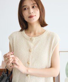 Green Parks ツィード風金釦ニットベスト