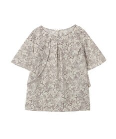 YECCA VECCA ラインフルーツ柄ラッフルブラウス