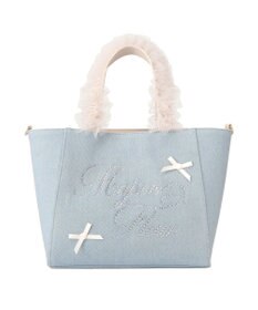 Maison de FLEUR チュールハンドルラインストーンデニムトート