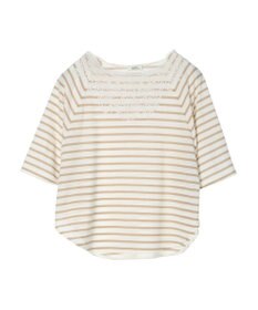 earth music&ecology 襟レースボーダーポンチョ