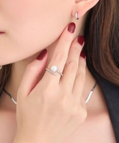 Phoebe 【金属アレルギー対応】ドローラップパールビジューリング　シルバー