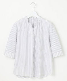 J.PRESS LADIES L ストライプジャージー フリル襟 カットソー