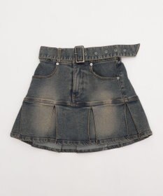 WEGO ベルト付デニムプリーツスカパン