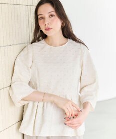 #Newans 【洗濯機可】ジャガ―ドドットペプラムブラウス