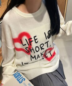 WEGO グラフィックBIGニットプルオーバー