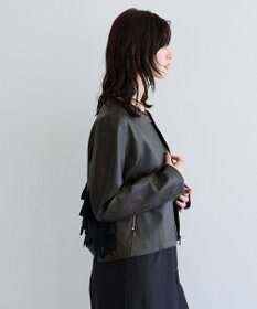 YECCA VECCA バックフリルライダースジャケット