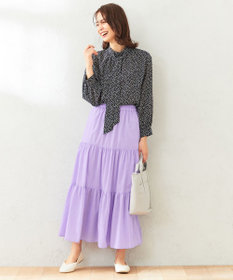 ANY 【ウエストゴム】シャンブレーライクティアード スカート