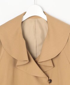 Feroux 【洗える】ラッフルカラーミドル丈 トレンチ