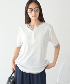 earth music&ecology シアーレイヤード風5分袖プルオーバー