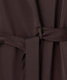 ICB L 【洗える】ストレッチダブルサテン テーラーカラー ラップワンピース