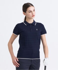23区GOLF 【WOMEN】フラッグジャガードニットポロシャツ ストレッチ 半袖