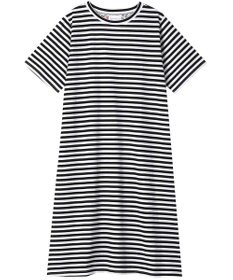 une nana cool MADE WITH LIBERTY FABRIC 綿100％ボーダー 半袖ワンピース