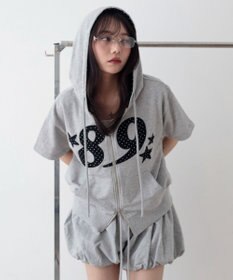 WEGO グラフィック半袖ZIPパーカー