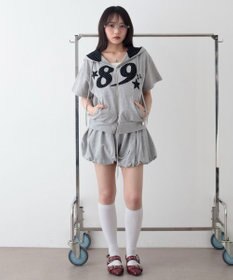 WEGO グラフィック半袖ZIPパーカー