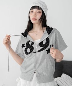 WEGO グラフィック半袖ZIPパーカー