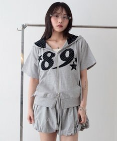 WEGO グラフィック半袖ZIPパーカー