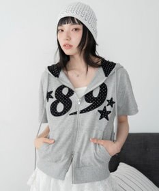 WEGO グラフィック半袖ZIPパーカー