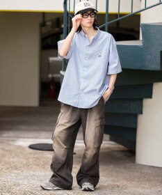 WEGO 【ユニセックス着用ITEM/MLサイズ展開】オックスフォードワンポイントシャツ（SS）