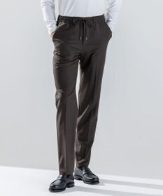 JOSEPH HOMME 新素材【ストレッチ/ウエストゴム仕様】ウール混キャリーマンストレッチ ドロスト付ストレートパンツ / HOVE ダークブラウン系