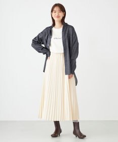 SHARE PARK LADIES 【UVカット・撥水・ストレッチ】イージーデニムノーカラーシャツ