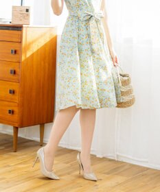 Tiaclasse 【洗える】大人華やかなノースリーブ花柄ワンピース