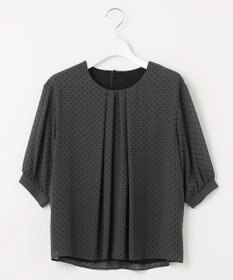 J.PRESS LADIES L 【洗える】ドットフロッキープリント フレア カットソー