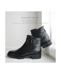 Pointer 本革ベルト付きエンジニアショートブーツ