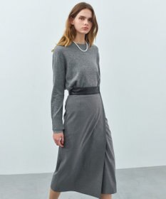 BEIGE， ZEPHYR / レザー切り替え ラップスカート