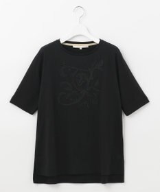 自由区 【洗える】エンブロイダリー フロントデザイン Tシャツ
