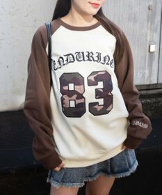 WEGO 【裏起毛】迷彩ワッペンラグランスウェット